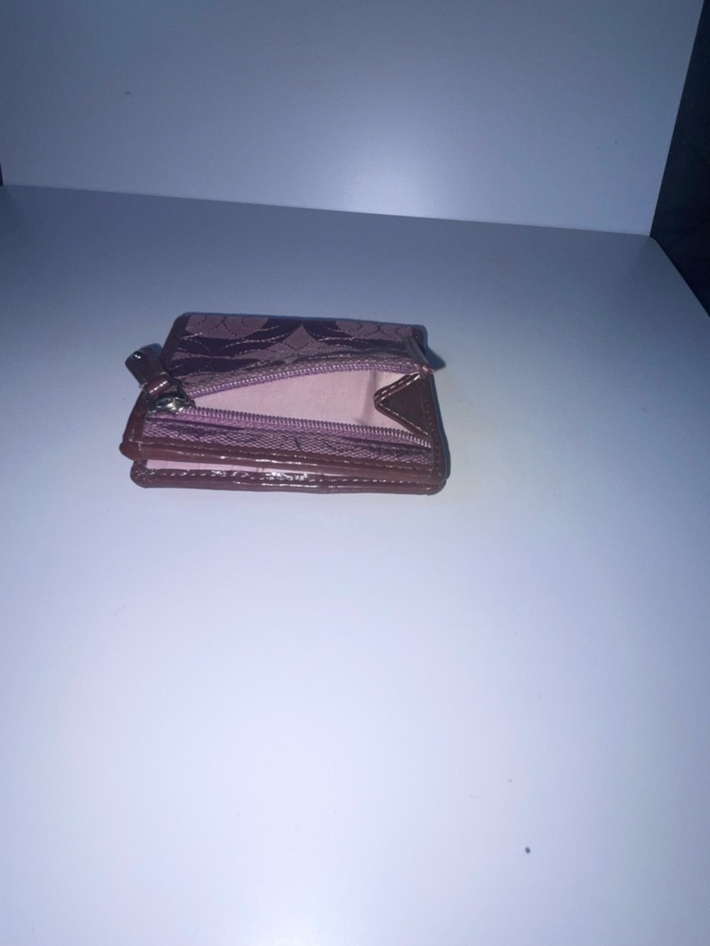 Coach Quilted Small Wallet in Plum with Brown Trim - Picture 4 of 10